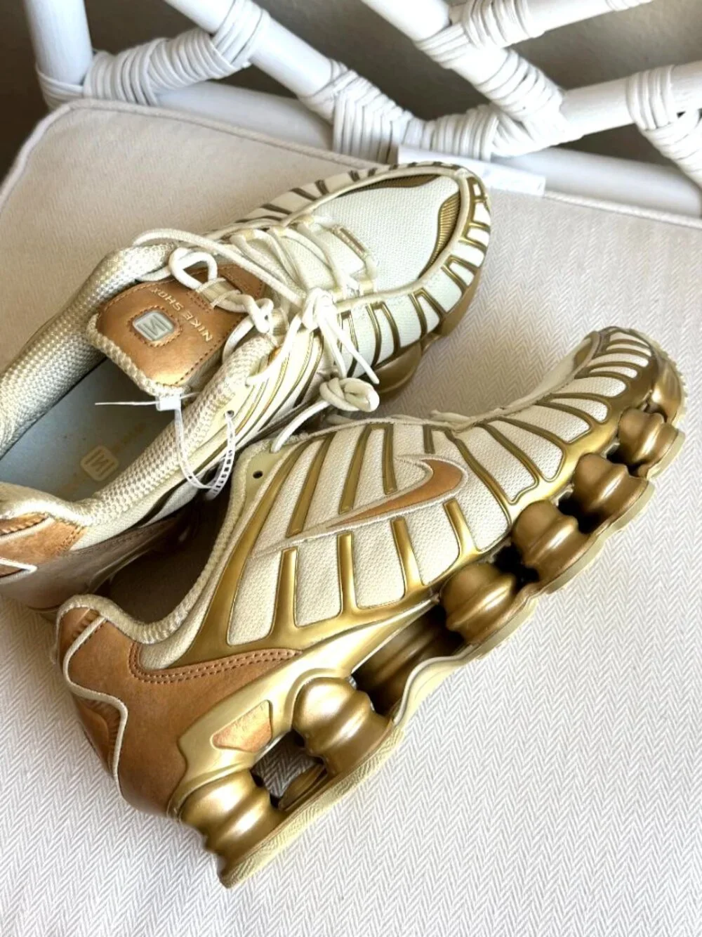 Nike Shox TL Women's Coconut Milk Metallic Gold  Sneakers Size 9 IM7189-113 NWOB